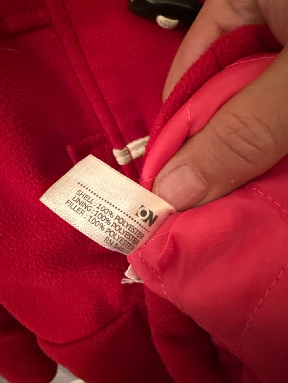 Old Navy Red Toggle Duffle Kids Coat. Size S - Picture 6 of 7